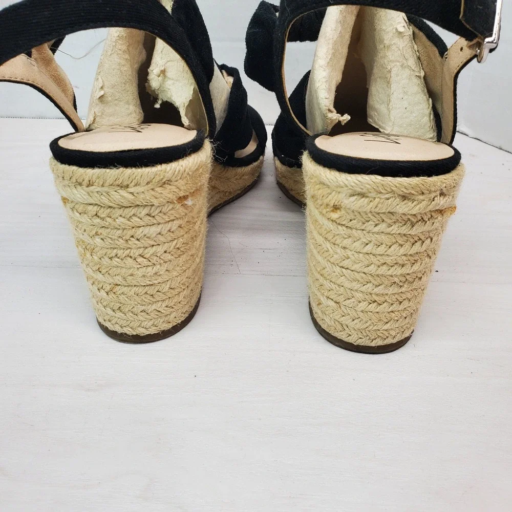 LifeStride‎ Women's Black Wedge Espadrille Sandals Size 10W
